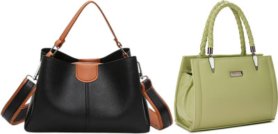 Trendycraft Women Pink, Black Satchel(Pack of: 2)