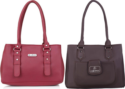 Lazzaroo Women Red, Brown Shoulder Bag(Pack of: 2)