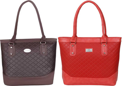 Lazzaroo Women Brown, Red Shoulder Bag(Pack of: 2)