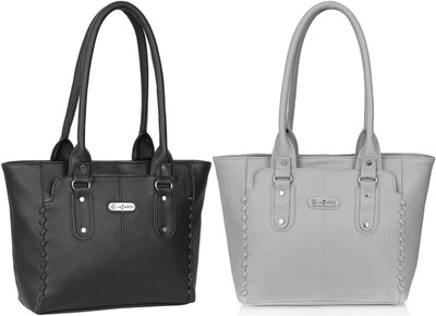 Lazzaroo Women Black, Grey Shoulder Bag(Pack of: 2)