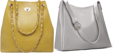 Trendycraft Women Grey, Yellow Shoulder Bag(Pack of: 2)