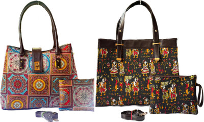 CRAFTWELL Women Multicolor Tote(Pack of: 2)