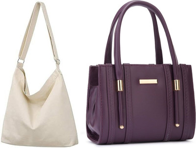 Trendycraft Women White, Purple Sling Bag(Pack of: 2)