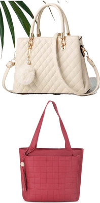 Plama Women White, Maroon Handbag