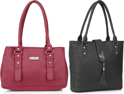 Lazzaroo Women Red, Black Shoulder Bag(Pack of: 2)