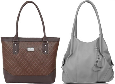 Lazzaroo Women Brown, Grey Shoulder Bag(Pack of: 2)