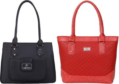 Lazzaroo Women Black, Red Shoulder Bag(Pack of: 2)