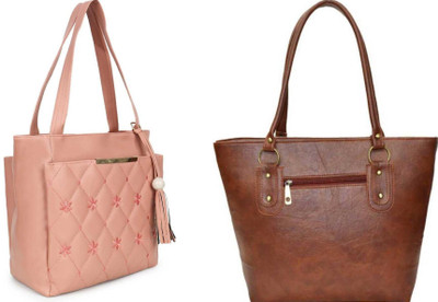 ARNLC Women Pink, Brown Handbag(Pack of: 2)