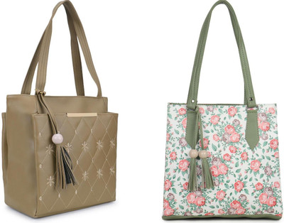 ARNLC Women Green, Green Handbag(Pack of: 2)