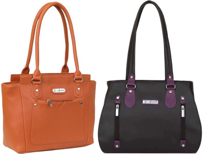 Lazzaroo Women Tan, Multicolor Shoulder Bag(Pack of: 2)