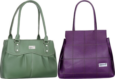 Ronty Women Purple, Green Sling Bag(Pack of: 2)