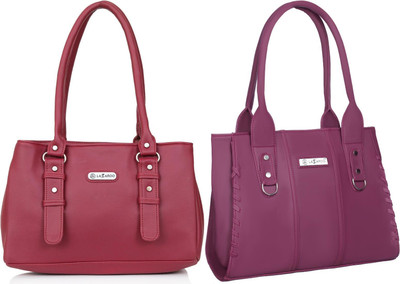 Lazzaroo Women Red, Maroon Shoulder Bag(Pack of: 2)