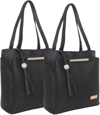 Dcozi Women Black Handbag(Pack of: 2)