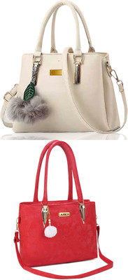 Plama Women White, Red Handbag