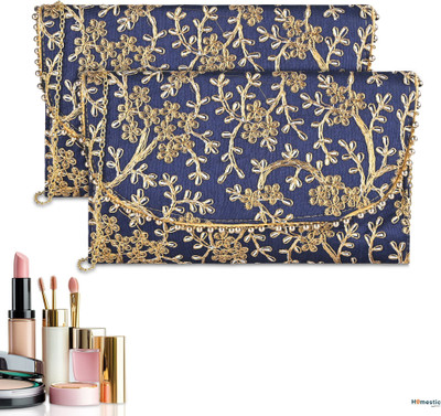 HOMESTIC Women Blue Handbag(Pack of: 2)