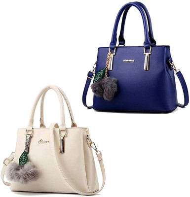 DAYALAXMI FASHIION Women White, Blue Hand-held Bag(Pack of: 2)