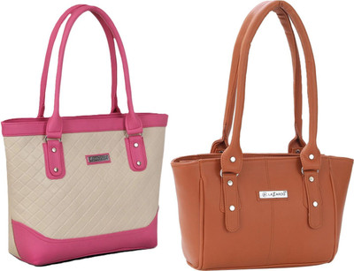 Lazzaroo Women Beige, Pink, Tan Shoulder Bag(Pack of: 2)