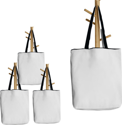 prageet Women White Tote(Pack of: 4)