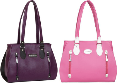 Lazzaroo Women Purple, Pink Shoulder Bag(Pack of: 2)