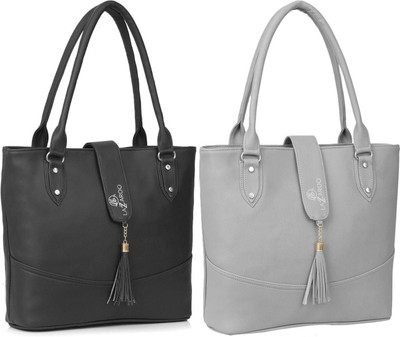 Lazzaroo Women Black, Grey Shoulder Bag(Pack of: 2)