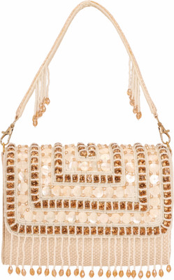 Aikaa White Sling Bag Embellished Shoulder Clutch Bag