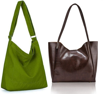 Trendycraft Women Green, Brown Sling Bag(Pack of: 2)