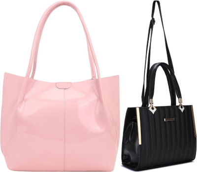 Trendycraft Women Black, Pink Satchel(Pack of: 2)