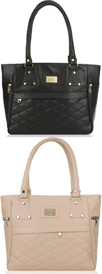 KSC Women Black, Beige Handbag
