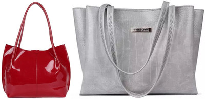 Trendycraft Women Grey, Red Shoulder Bag(Pack of: 2)