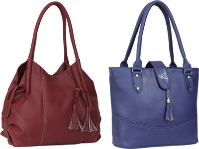 Lazzaroo Women Maroon, Blue Shoulder Bag(Pack of: 2)