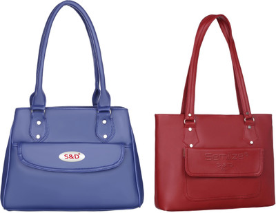 semiize Women Maroon, Blue Shoulder Bag(Pack of: 2)