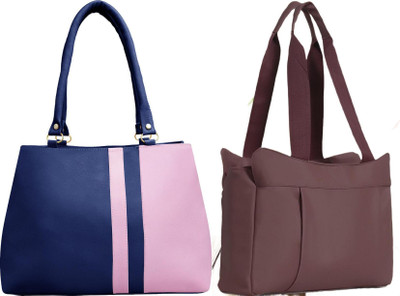Reprox Women Blue, Brown Hand-held Bag(Pack of: 2)