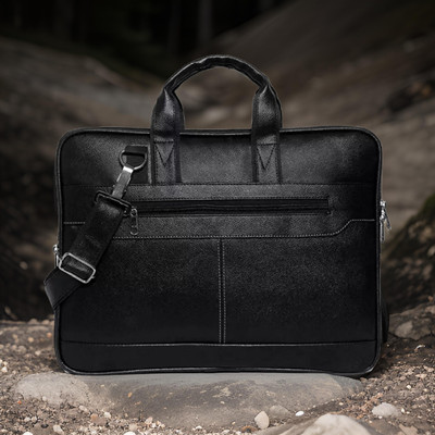 JairaJ Unisex Synthetic Leather Laptop Shoulder Messenger Bag men women Waterproof Messenger Bag(Black, 690 L)