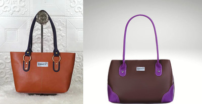 Ronty Women Tan, Brown, Purple Shoulder Bag(Pack of: 2)