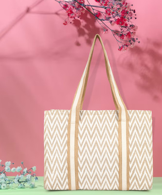 DAZZLE Women Beige, White Tote