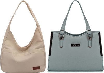 Trendycraft Women White, Green Shoulder Bag(Pack of: 2)