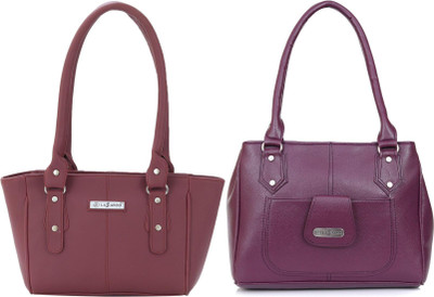 Lazzaroo Women Maroon, Purple Shoulder Bag(Pack of: 2)