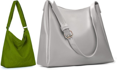 Trendycraft Women Green, Grey Sling Bag(Pack of: 2)