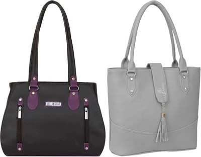Lazzaroo Women Multicolor, Grey Shoulder Bag(Pack of: 2)
