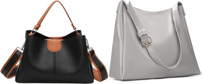 Trendycraft Women Black, Grey Sling Bag(Pack of: 2)