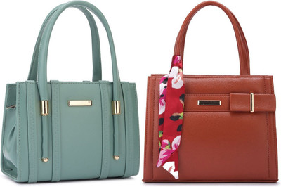 Trendycraft Women Tan, Green Handbag(Pack of: 2)
