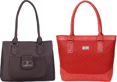 Lazzaroo Women Brown, Red Shoulder Bag(Pack of: 2)