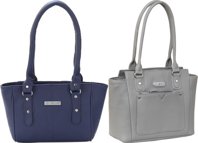 Lazzaroo Women Blue, Grey Shoulder Bag(Pack of: 2)
