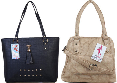 MSK Collection Women Black, Beige Messenger Bag(Pack of: 2)