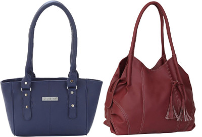 Lazzaroo Women Blue, Maroon Shoulder Bag(Pack of: 2)