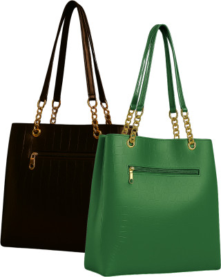Vedara Women Black, Green Messenger Bag(Pack of: 2)
