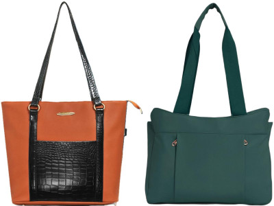 Zaxcer Women Tan, Green Handbag(Pack of: 2)