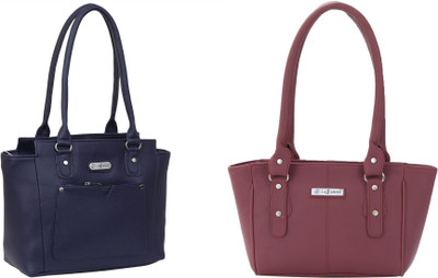 Lazzaroo Women Blue, Maroon Shoulder Bag(Pack of: 2)