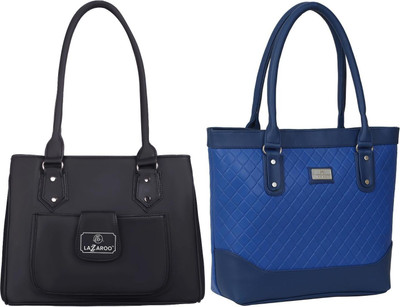 Lazzaroo Women Black, Blue Shoulder Bag(Pack of: 2)