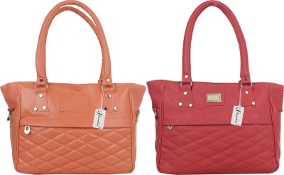 house of common Women Orange, Red Hand-held Bag(Pack of: 2)